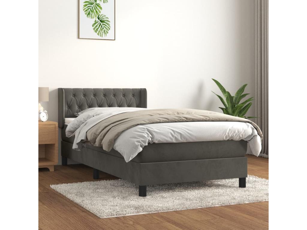 Domopure bed base with mattress, Dark Grey, 100x200 cm, BQYZ98673