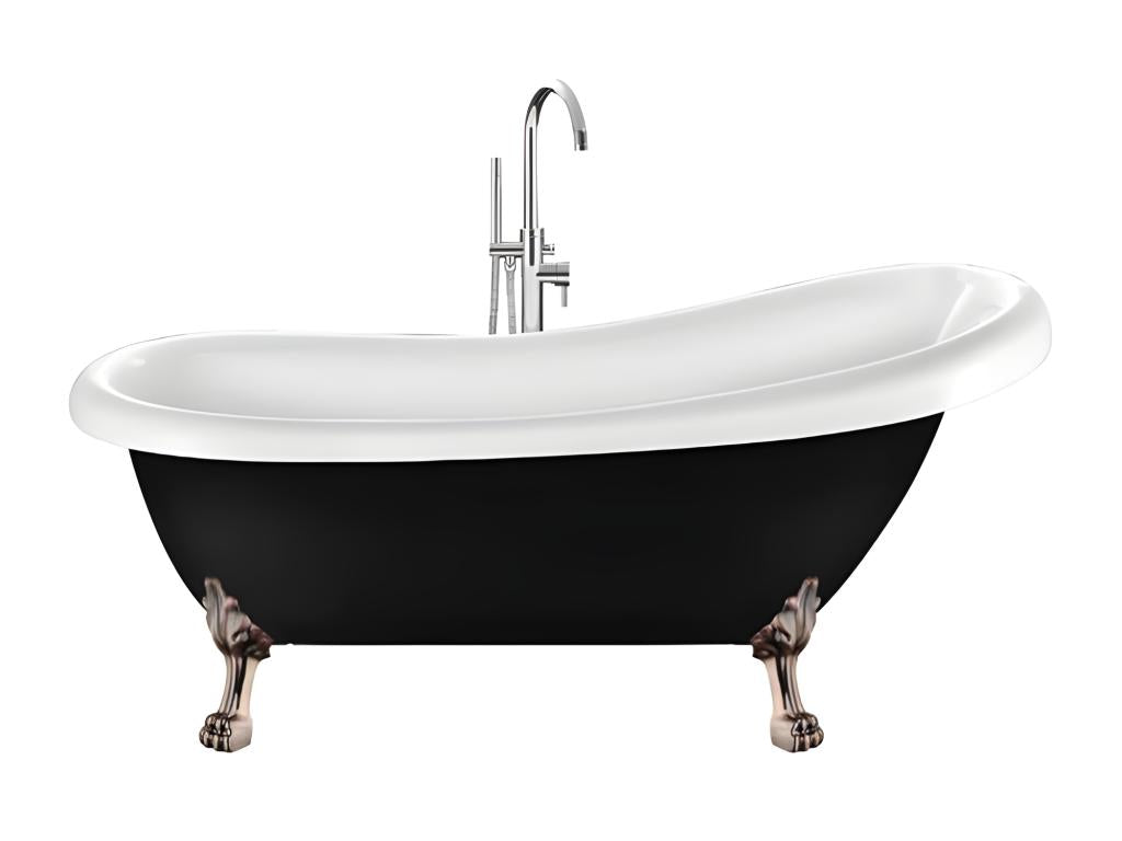 Chicyla Black Retro Antique Freestanding Bathtub 171 cm, Chicyla Feet in Aged Red Copper, MNIY63090