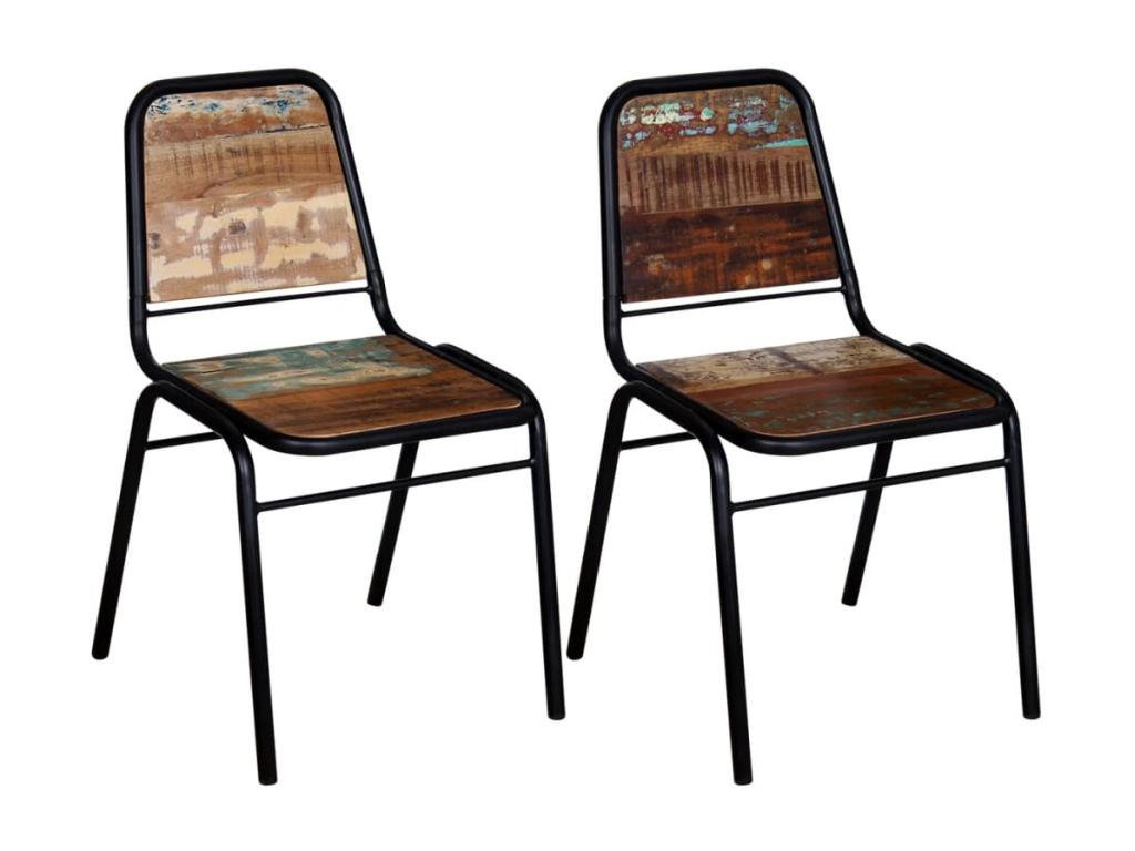 Dining chairs, set of 2, solid reclaimed wood, IEHP09663