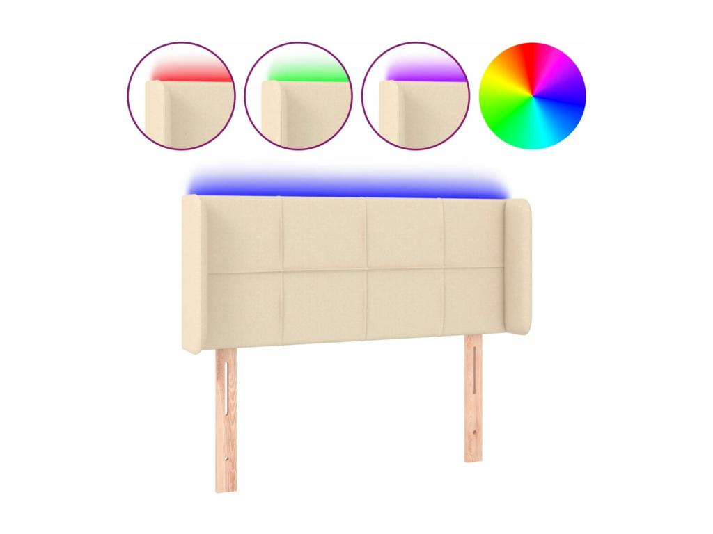 Cream LED Headboard 83x16x78/88 cm Fabric OFUN62335