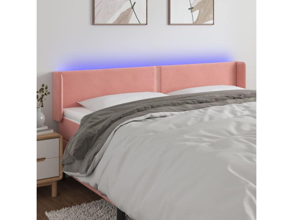 Pink LED Headboard 203x16x78/88 cm Velvet