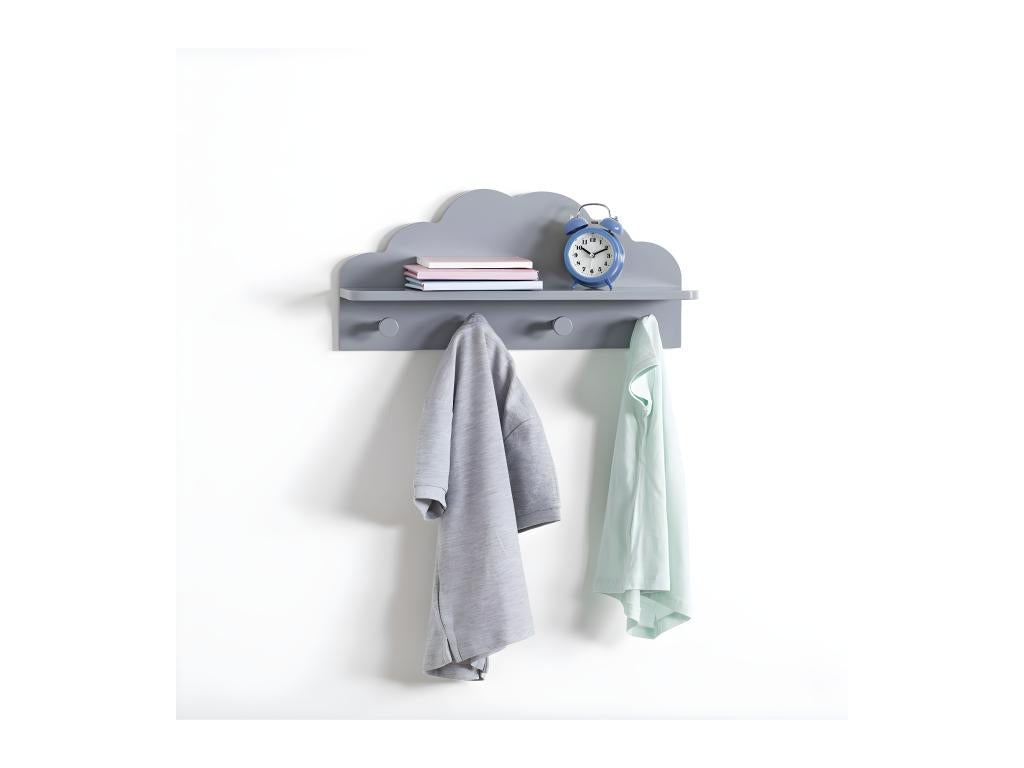 Domopureère Children's Cloud Grey 4 Hooks with Shelf JANO68544