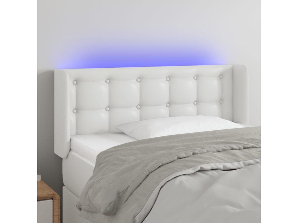 White LED Headboard 93x16x78/88 cm Faux Leather IENW36757