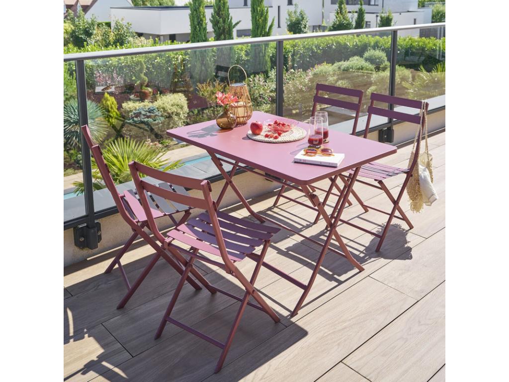 Chicyla 4-piece folding rectangular table, burgundy color, Chicyla SHSZ79989