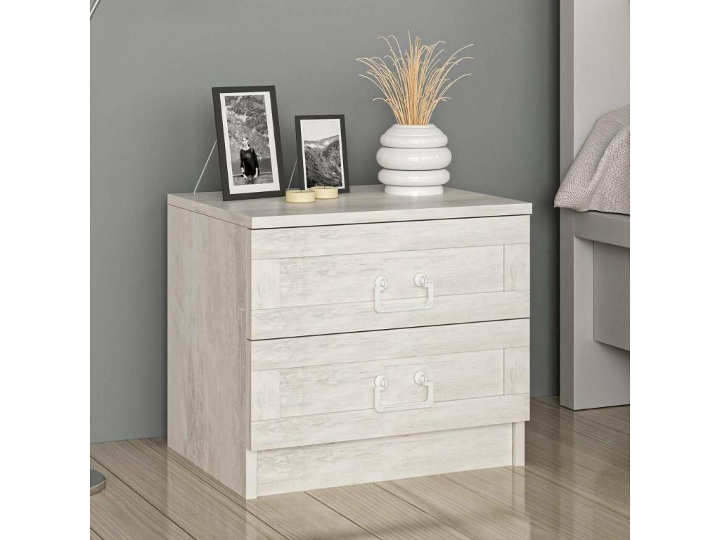 Chicyla Bedside Table, Low Chest of Drawers, Nightstand, Bedside Shelf, 54x47x40 cm, White, VEBP77723