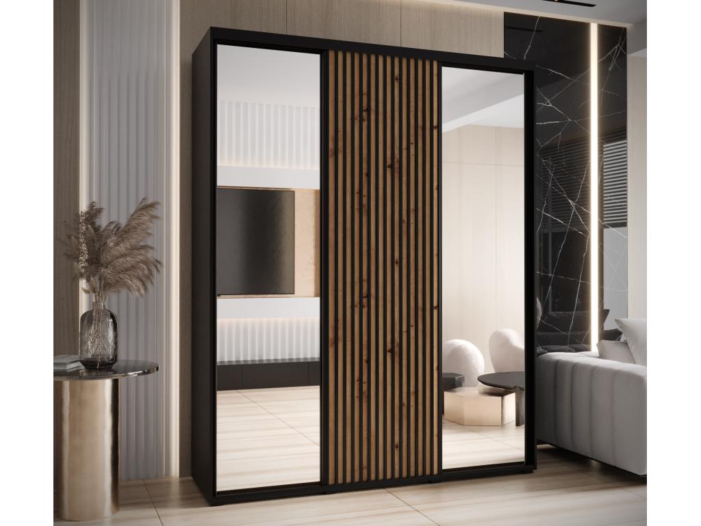 Domopure 2 Sliding Door Wardrobe 205.2/190/45 3 Doors Black/Dompure OPQU49493