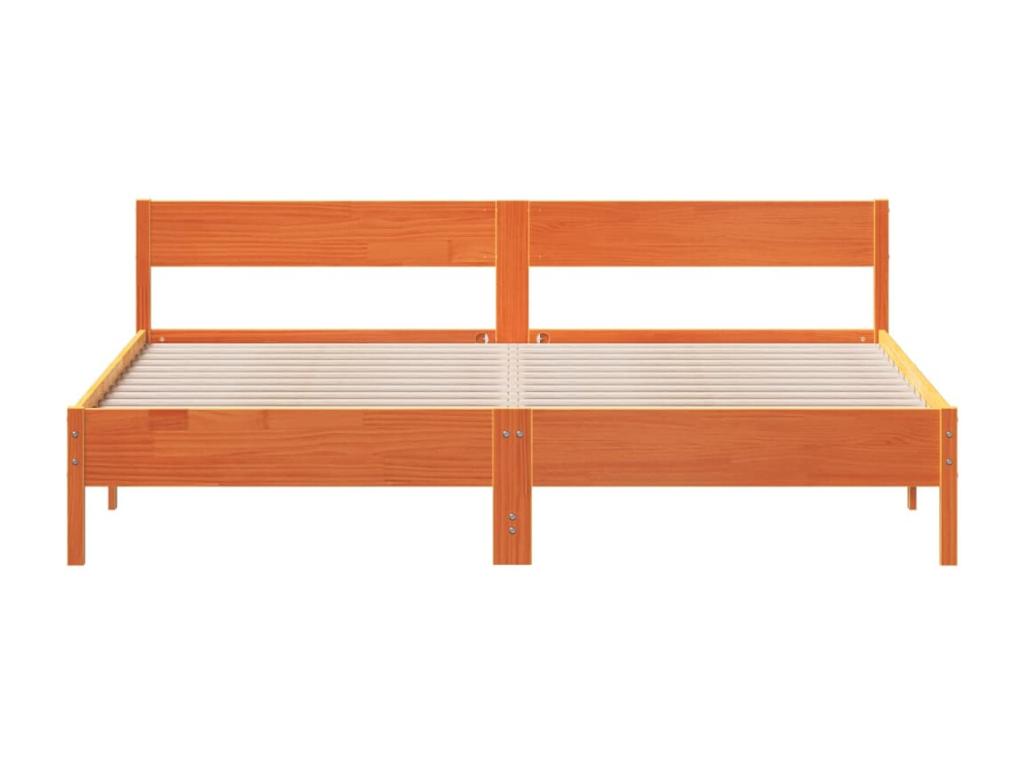 Bed frame and headboard, brown wax finish, 180x200 cm, pine wood, NEYD83296