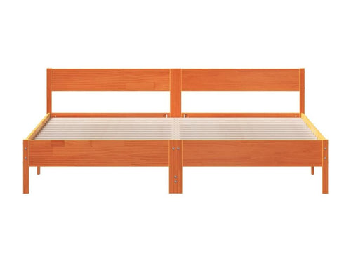 Bed frame and headboard, brown wax finish, 180x200 cm, pine wood, NEYD83296