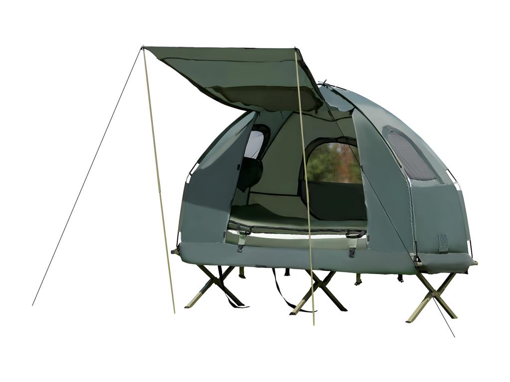 Domopure 1-Person Elevated Waterproof Tent with Air Mattress, Pillow and Sleeping Bag for Picnics and Hiking QNYF13244