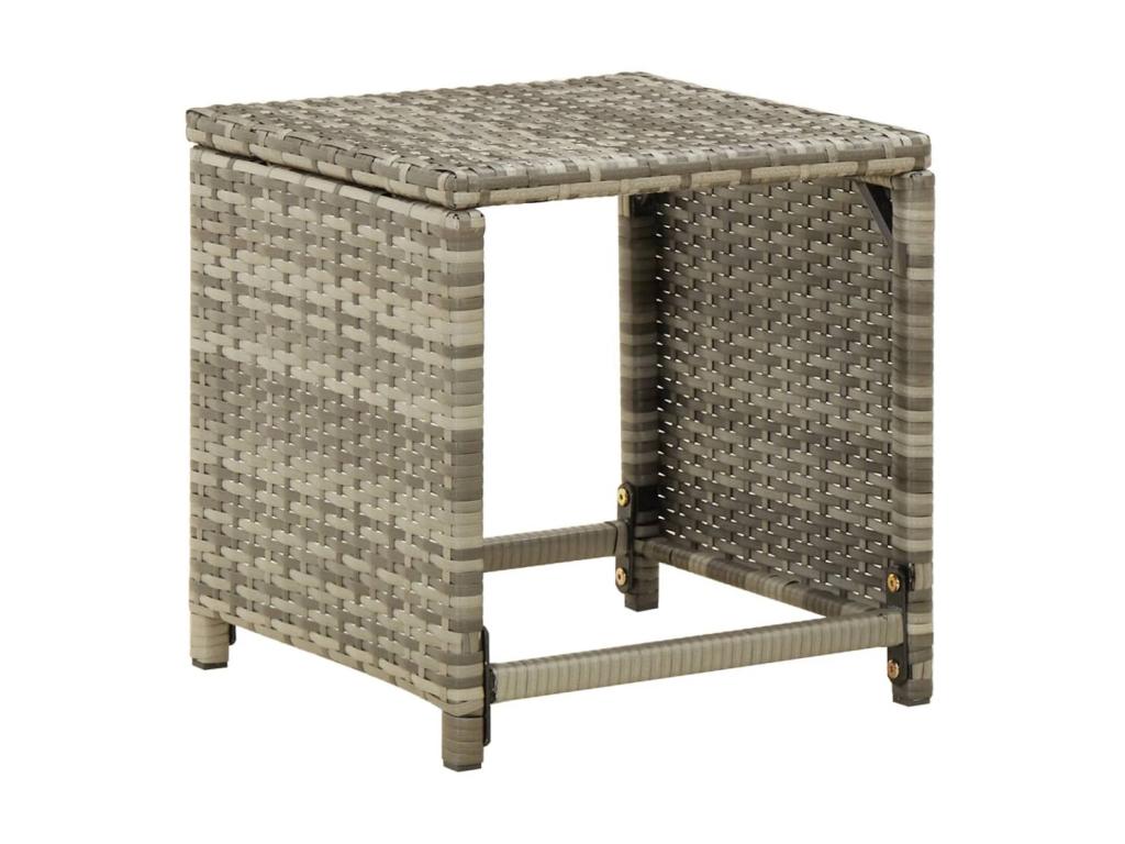 4-piece garden stools with cushions, woven resin, grey, LQOF56868