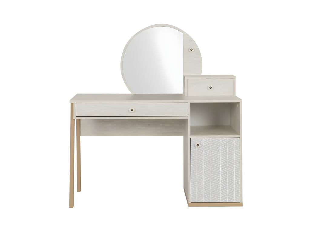 Dressing table with 1 door and 2 drawers, whitewashed wood - Chicyla LMND97413