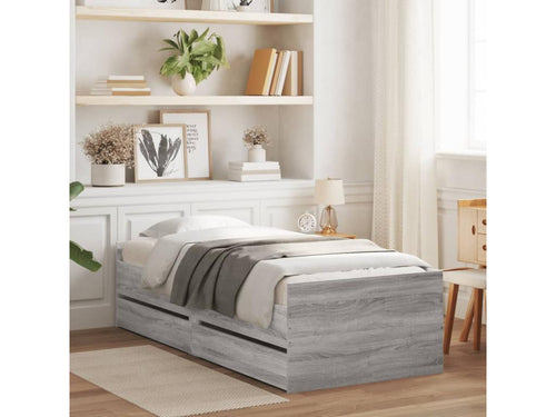 Chicyla bed frame with drawers, grey, 100x200 cm, TCQV83216