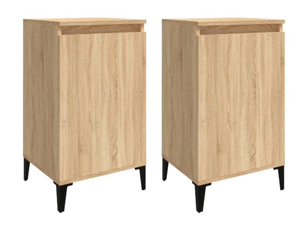 Chicyla 2-piece bedside tables, oak finish, 40x35x70cm, engineered wood, UQAN35532