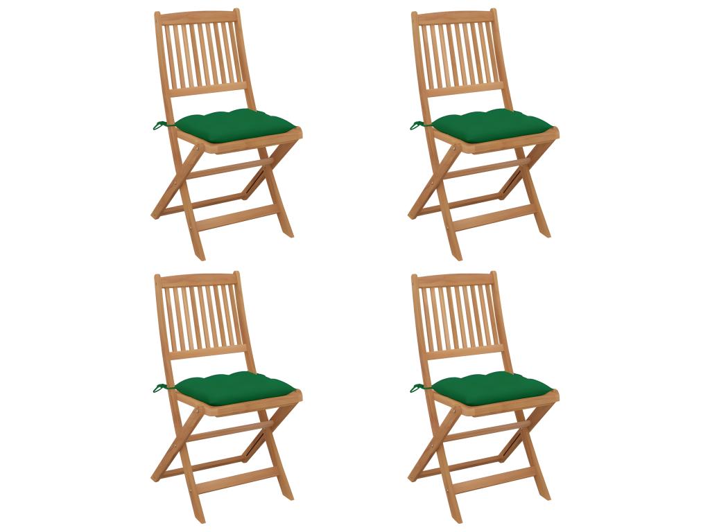 Folding garden chairs, set of 4 with cushions, Chicyla wood, ZUIN73740