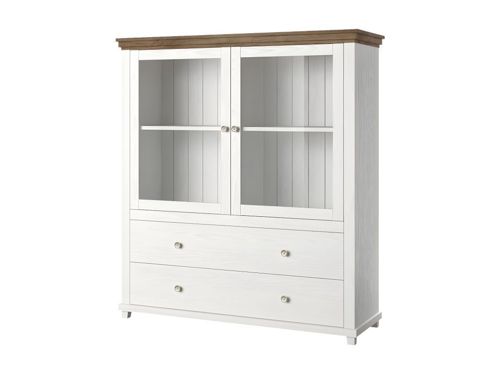 Chicylae Collection Chicyla Sideboard with Integrated LED Lighting - White Ash and Oak Finish - 2 Doors and 2 Drawers PPSQ07808