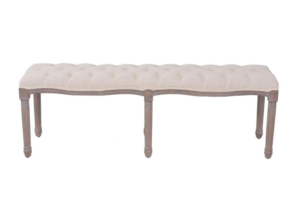 Linen Bench, Solid Wood, 150x40x48 cm, Cream White PWBD53340