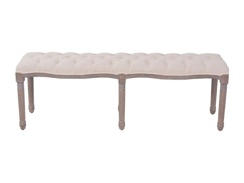 Linen Bench, Solid Wood, 150x40x48 cm, Cream White PWBD53340