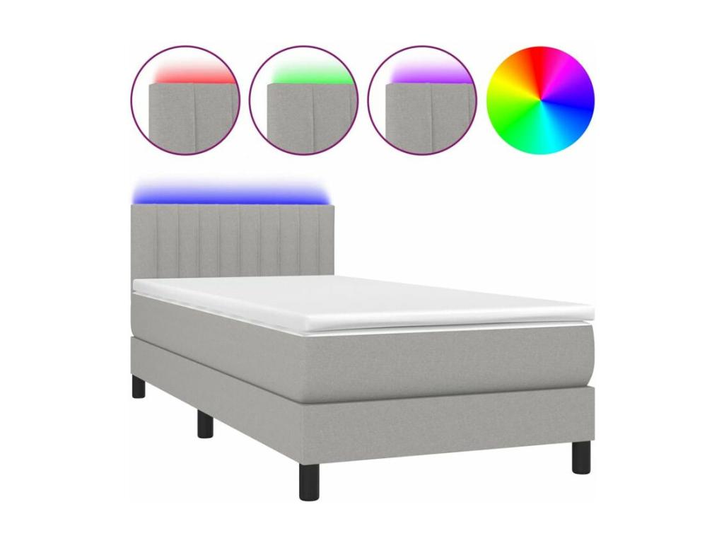 Domopure bed base with mattress and LED, light grey, 80x200 TFHV58187