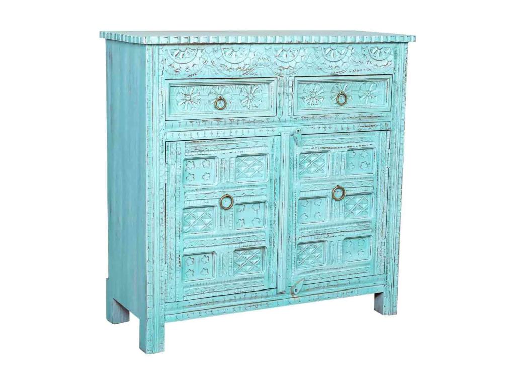 Blue distressed wood sideboard 101x41x101 RSGS07529
