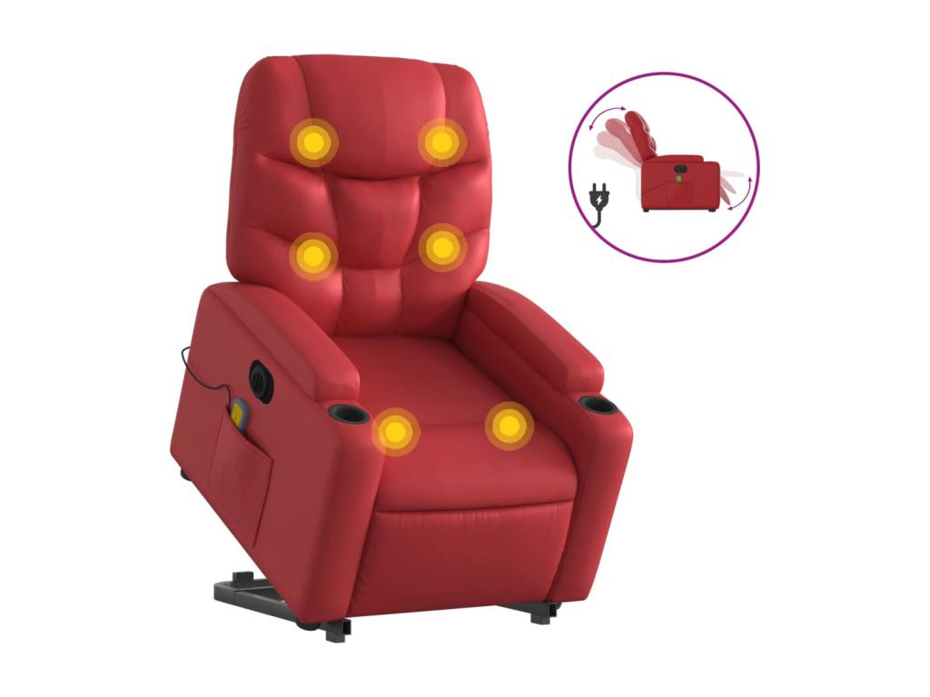 Red faux leather electric massage recliner MDQQ63663