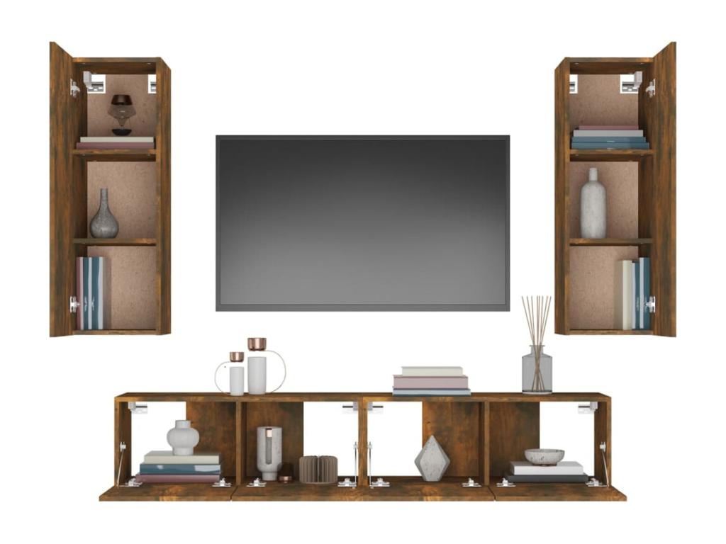 4-Piece TV Furniture Set, Smoked Oak Engineered Wood YCSG33336