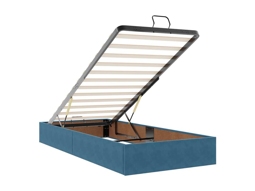 Ottoman bed frame with dark blue 180x200 cm velvet mattress LCVN56740