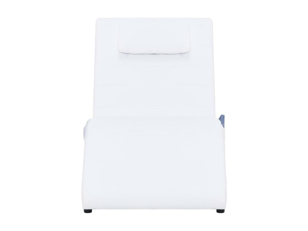 Domopure Premium - Massage Lounge Chair with Pillow, White Faux Leather IHUK00318