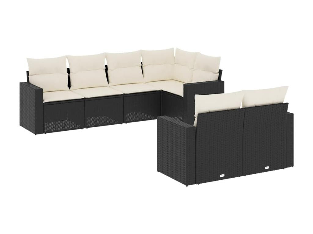 7-piece garden furniture set with cushions, black resin wicker WBEH79699