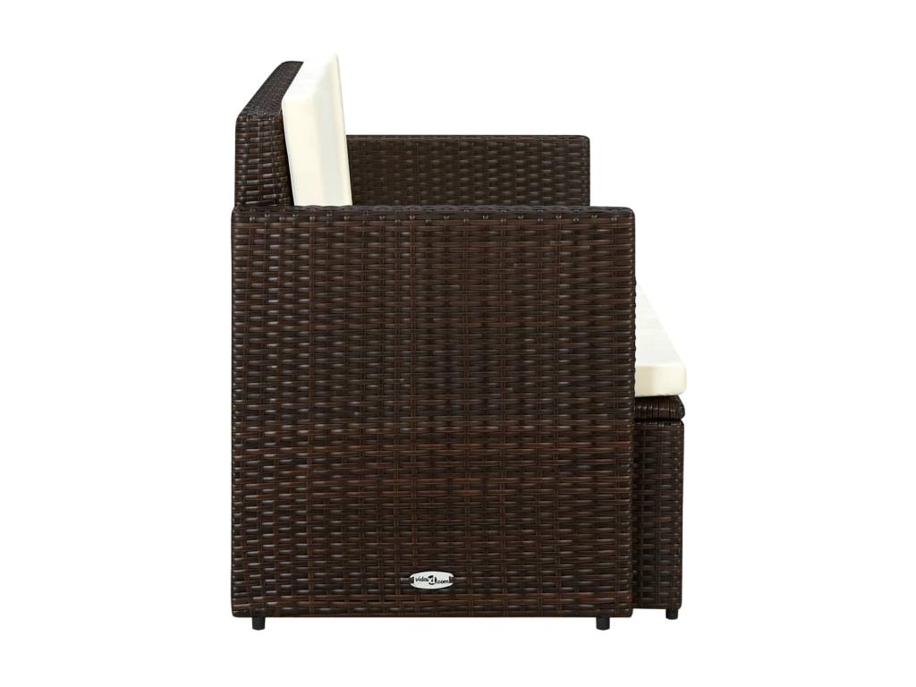 2-seater garden sofa with cushions, brown woven resin ALND51584