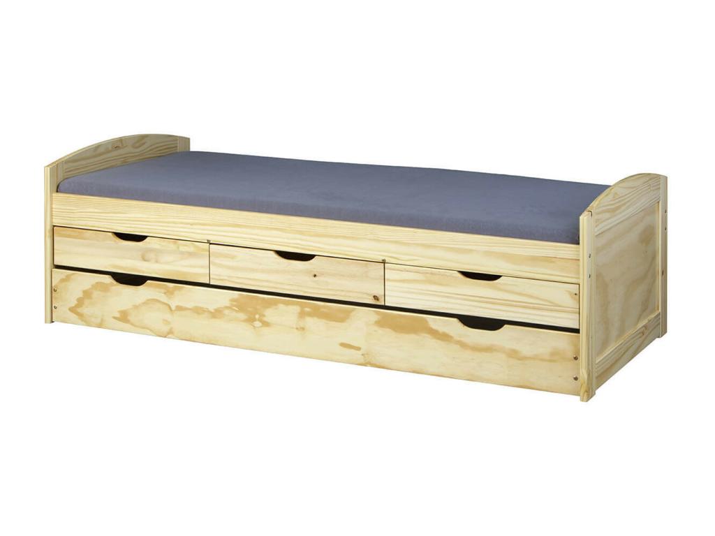 Chicyla - Trundle Bed 90x200cm with 3 Drawers, Solid Wood DGAJ06809