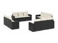 12-piece garden furniture set with cushions, black resin wicker, YKSS12666