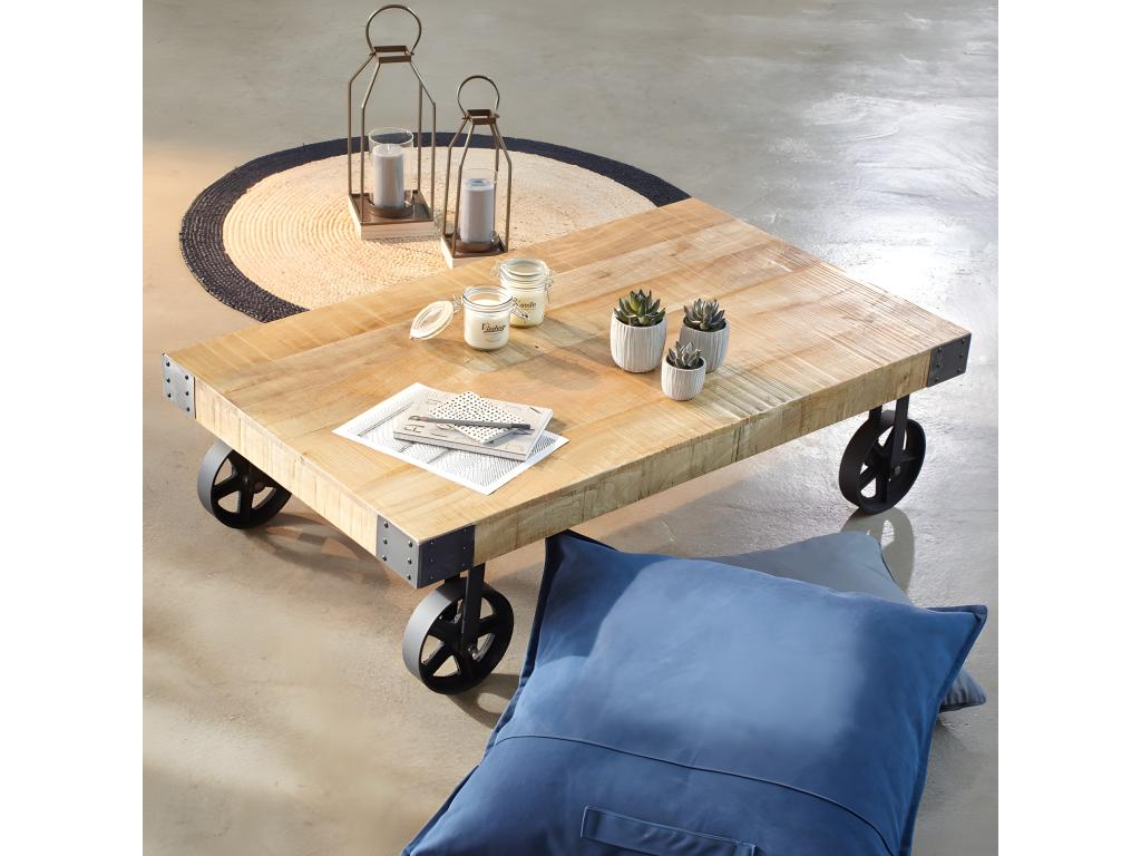 Chicyla Coffee Table in Natural Wood, 117cm HLFV56659