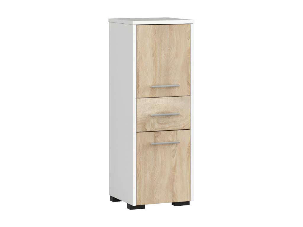 Domopure FIN White Bathroom Column 30 cm 2 Doors 1 Drawer Oak Front Domopure 3 Shelves 30x30x85 cm SFOD66076