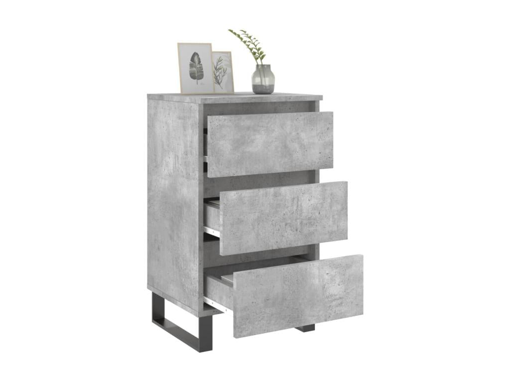 Bedside tables, 2 pcs, concrete grey, 40x35x69 cm, engineered wood, WWAO67808