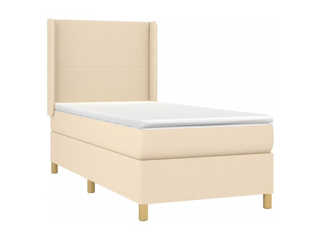 Chicyla bed base with mattress and LED light, Cream, 90x190 cm, Fabric RYNQ14630