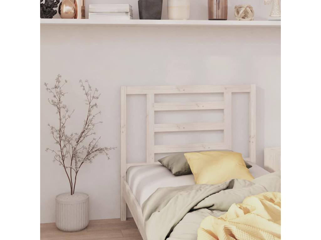 White Headboard 96x4x100 cm Solid Pine Wood LQOY18144