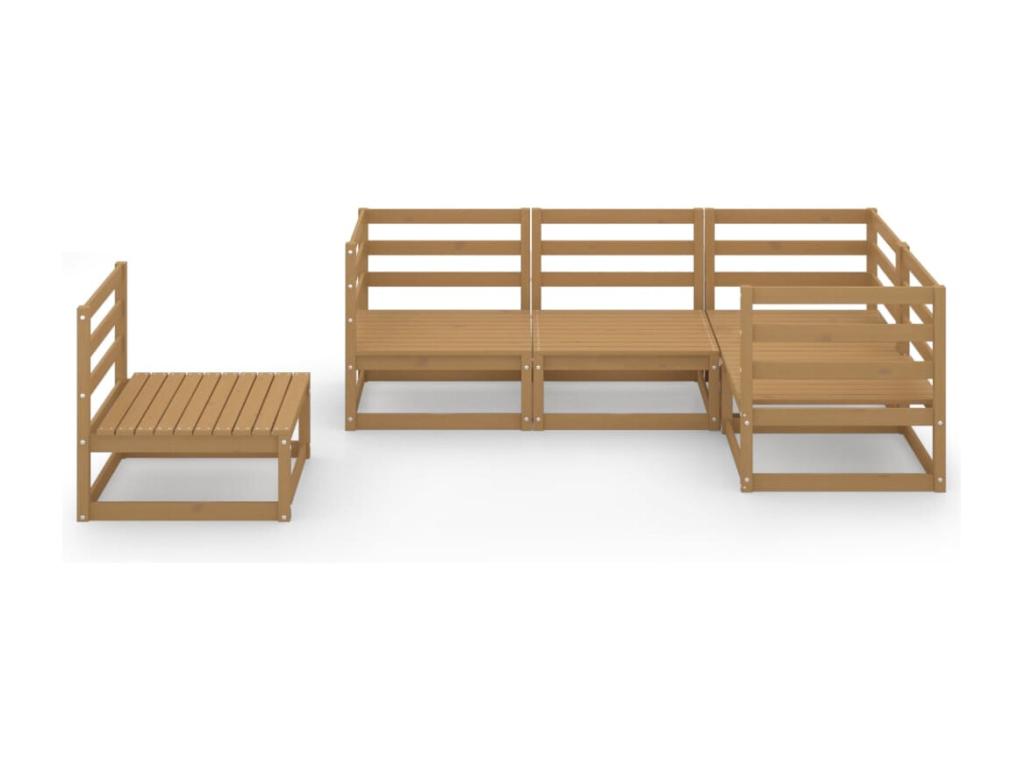 5-piece garden furniture set, honey brown, solid pine wood, BNYJ96375