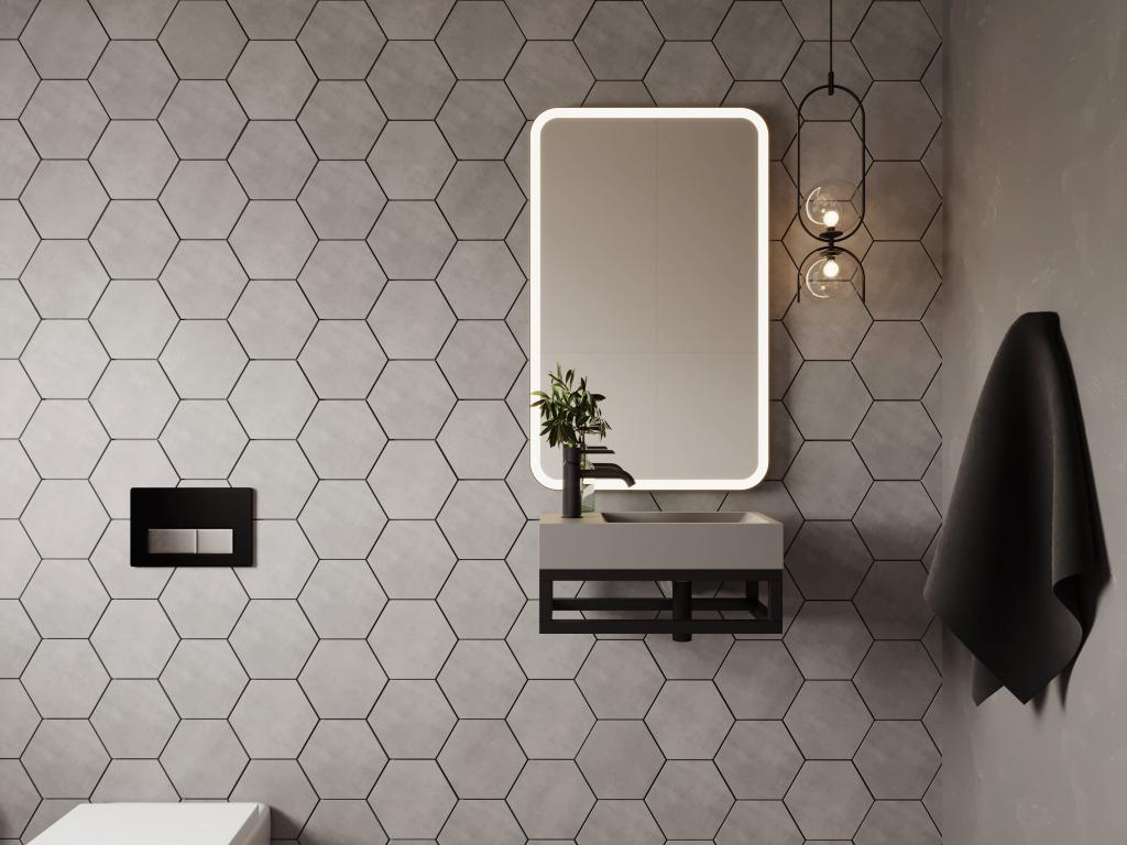 Wall-hung concrete washbasin with support - Tap on the left - W40 x D22 cm - Chicyla VVEH84270