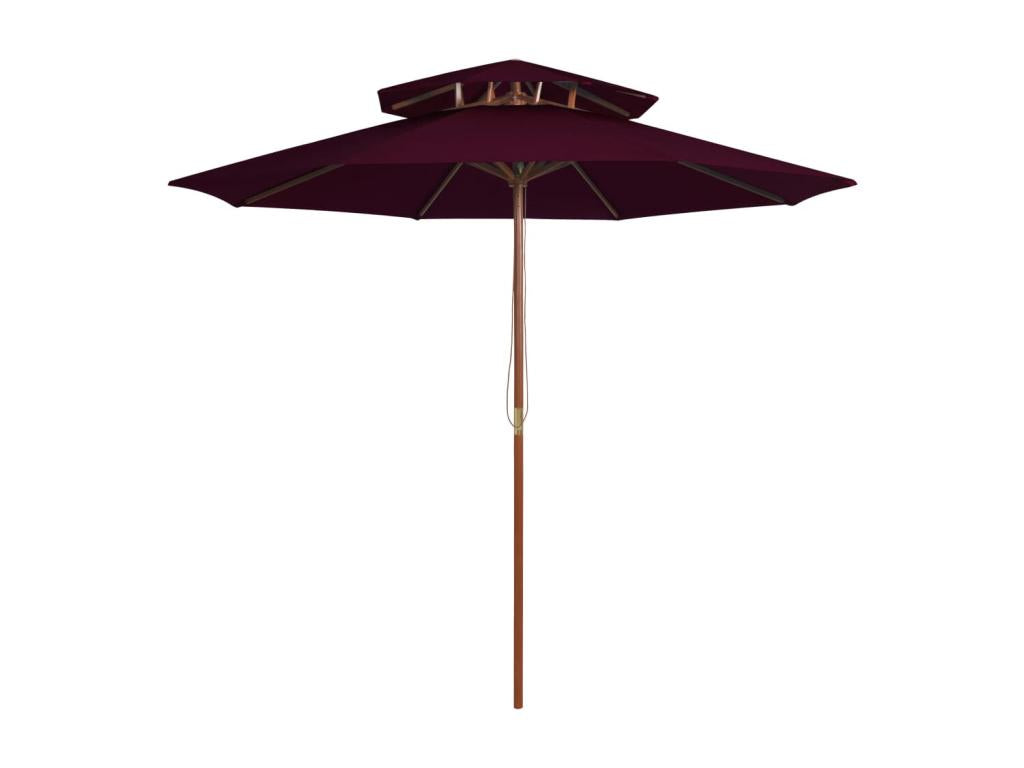 Double parasol with wooden pole, burgundy red, 270 cm, WNFR93124