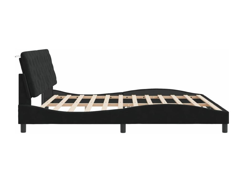 Bed frame with black LED lights, 200x200 cm, velvet, OVTU77656
