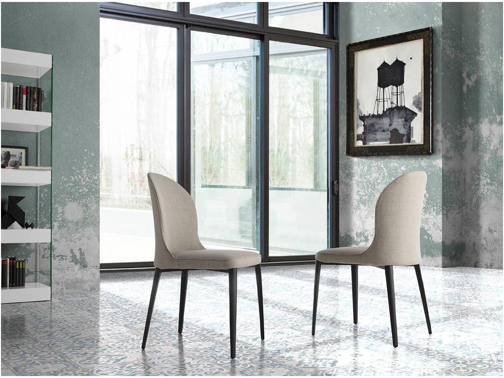 Chicyla fabric chair with black steel legs - Set of 2 - Color Chicyla 63 ERJT10742