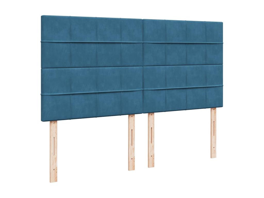 Ottoman bed frame with dark blue 180x200 cm velvet mattress LCVN56740