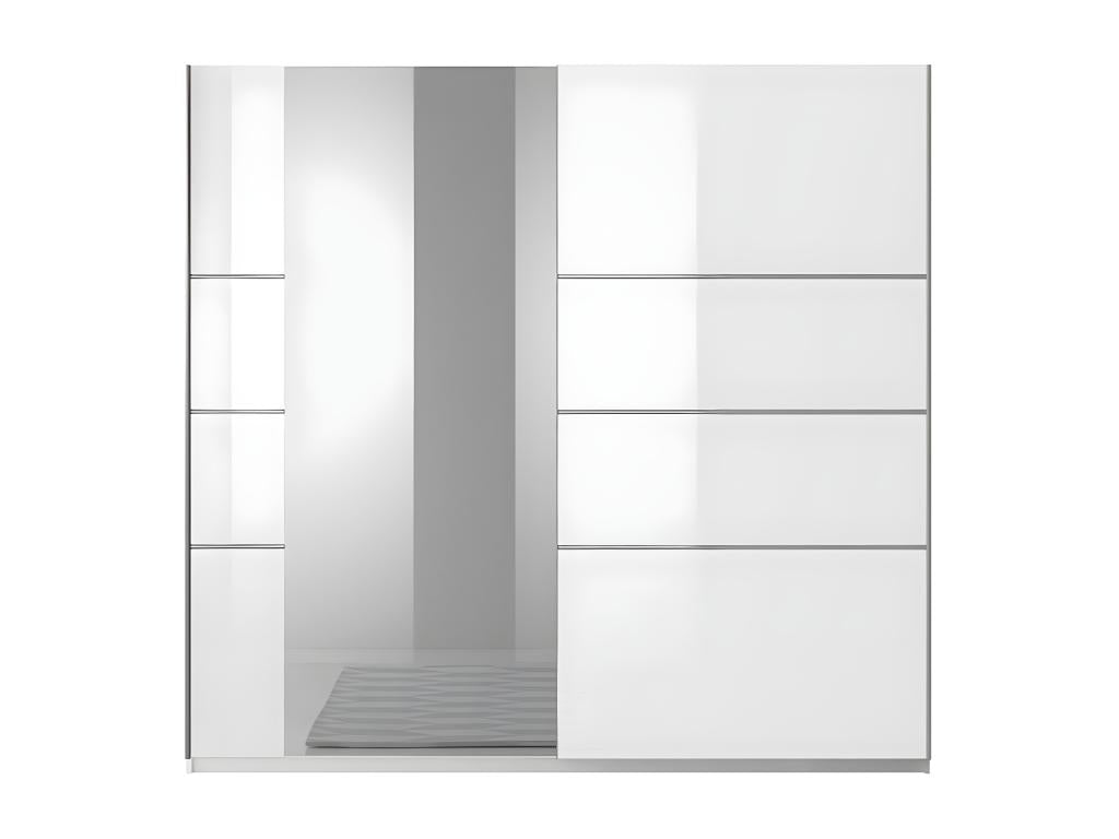 2-door designer wardrobe, 200 cm, with mirror - Glossy white - Domopure Collection WZVH72304