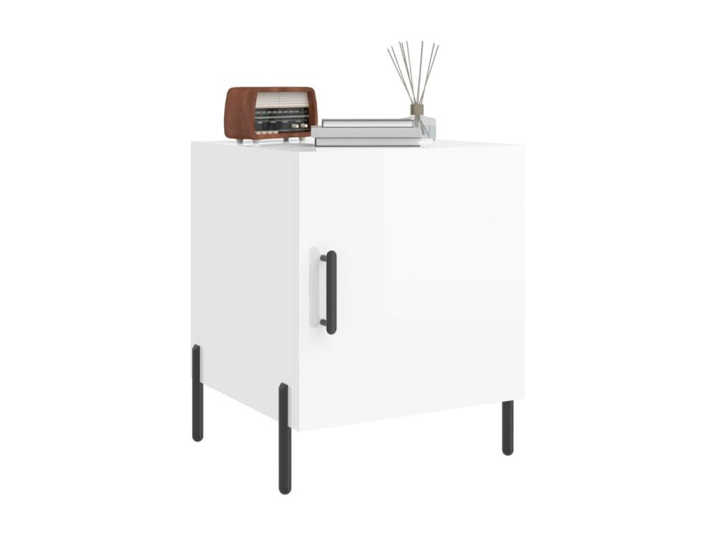 2-piece bedside tables, glossy white, 40x40x50 cm