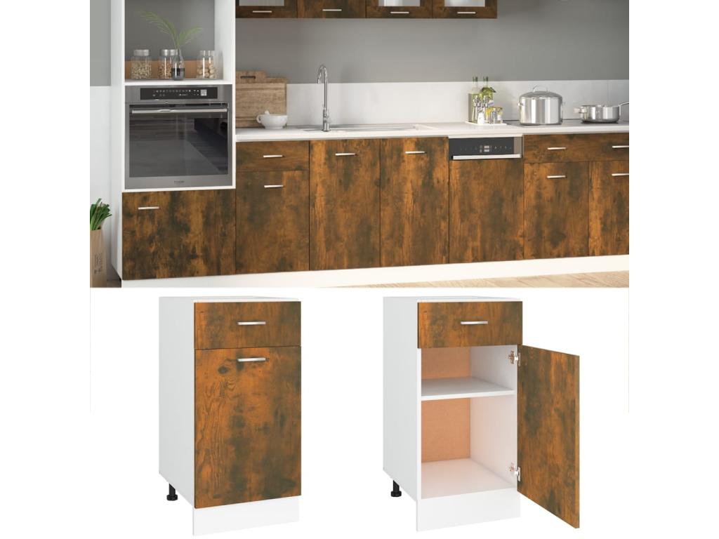 Floor cabinet with drawer, Smoked oak, 40x46x81.5 cm, Wood HXIL49970