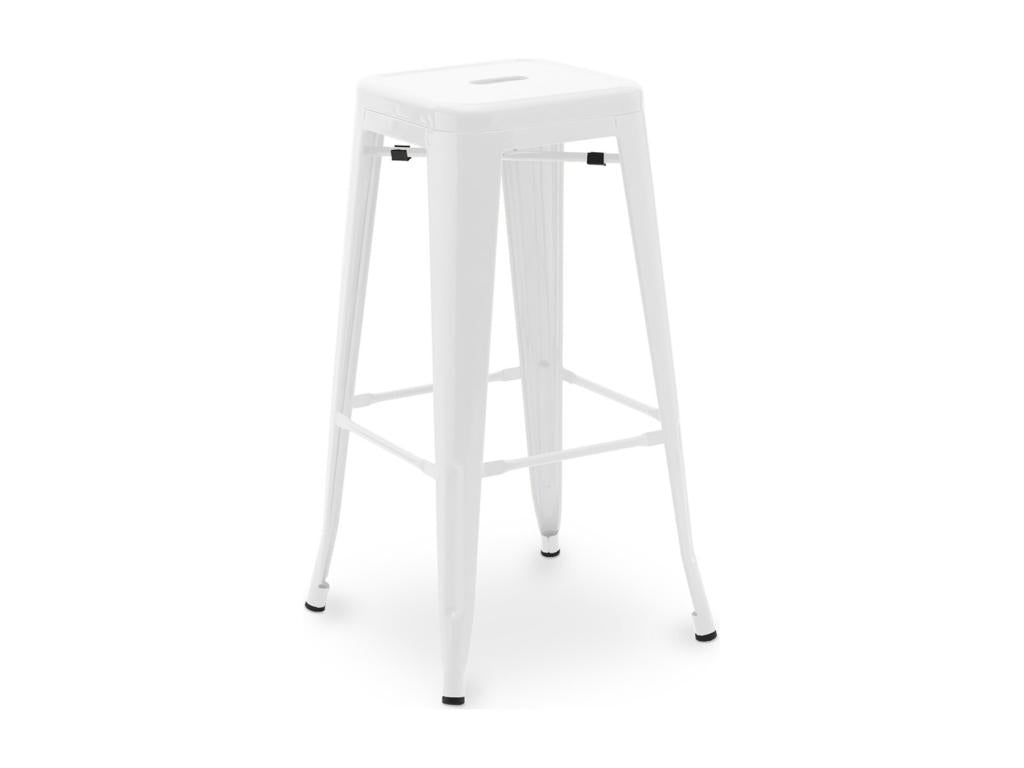 Chicyla 76cm Reinforced Polished Steel Industrial High Stool -- White PCFR19439