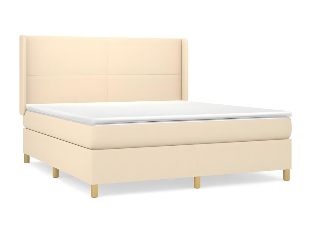 Upholstered bed base with mattress, Cream, 160x200 cm, Fabric ZVJW06516