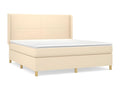 Upholstered bed base with mattress, Cream, 160x200 cm, Fabric ZVJW06516