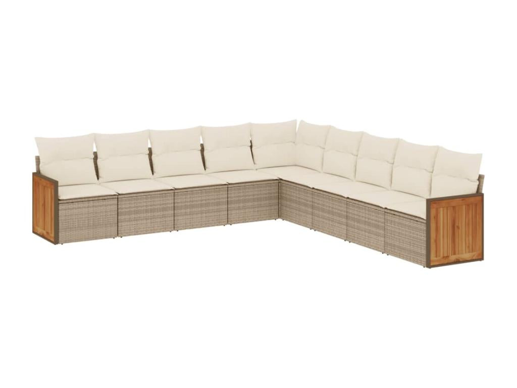 Garden furniture set with cushions, 9 pieces, beige woven resin SWSC38258