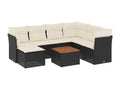 8-piece garden furniture set with cushions, black woven resin KPOV20121